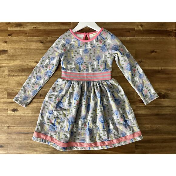 NEW Matilda Jane Make Believe Around Town Woodland Trees Gray Pink Knit Dress 6 - Picture 2 of 8